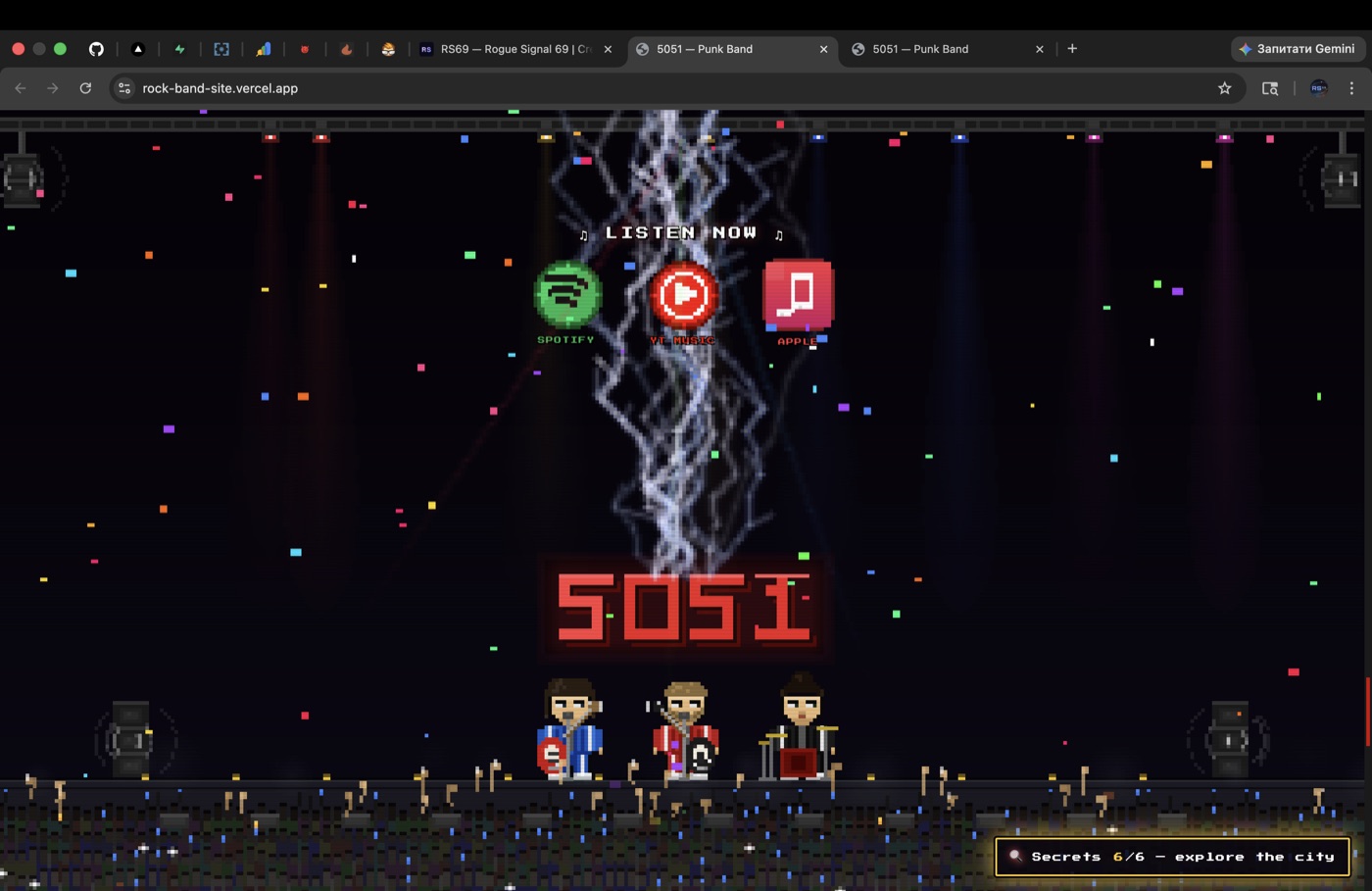 5051 live stage with lightning and pixel crowd